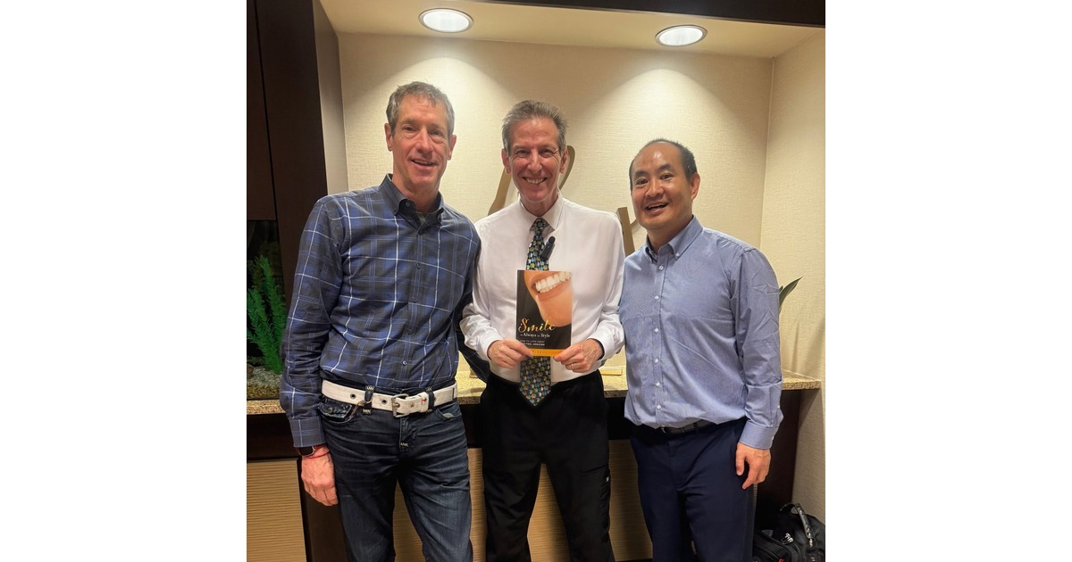 Dennis Yu with Dr. Hugh Flax and David Meerman Scott at Flax Dental in Atlanta